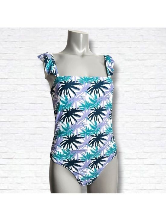 Jones New York Other - Jones New York Tropical Palm Print One Piece Ruffle Strap Bathing Suit Size M